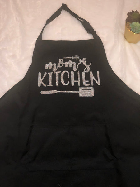 Mom's Kitchen (silver glitter) - Apron
